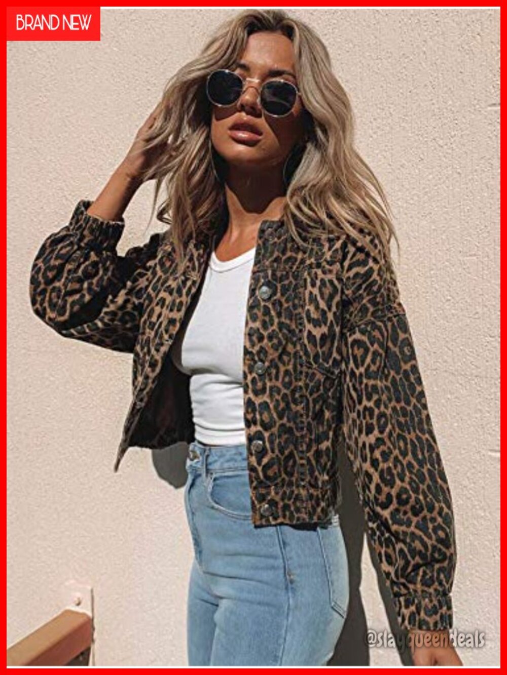 Leopard Print Retro Button-Up Bomber Jacket - Picture 2 of 5